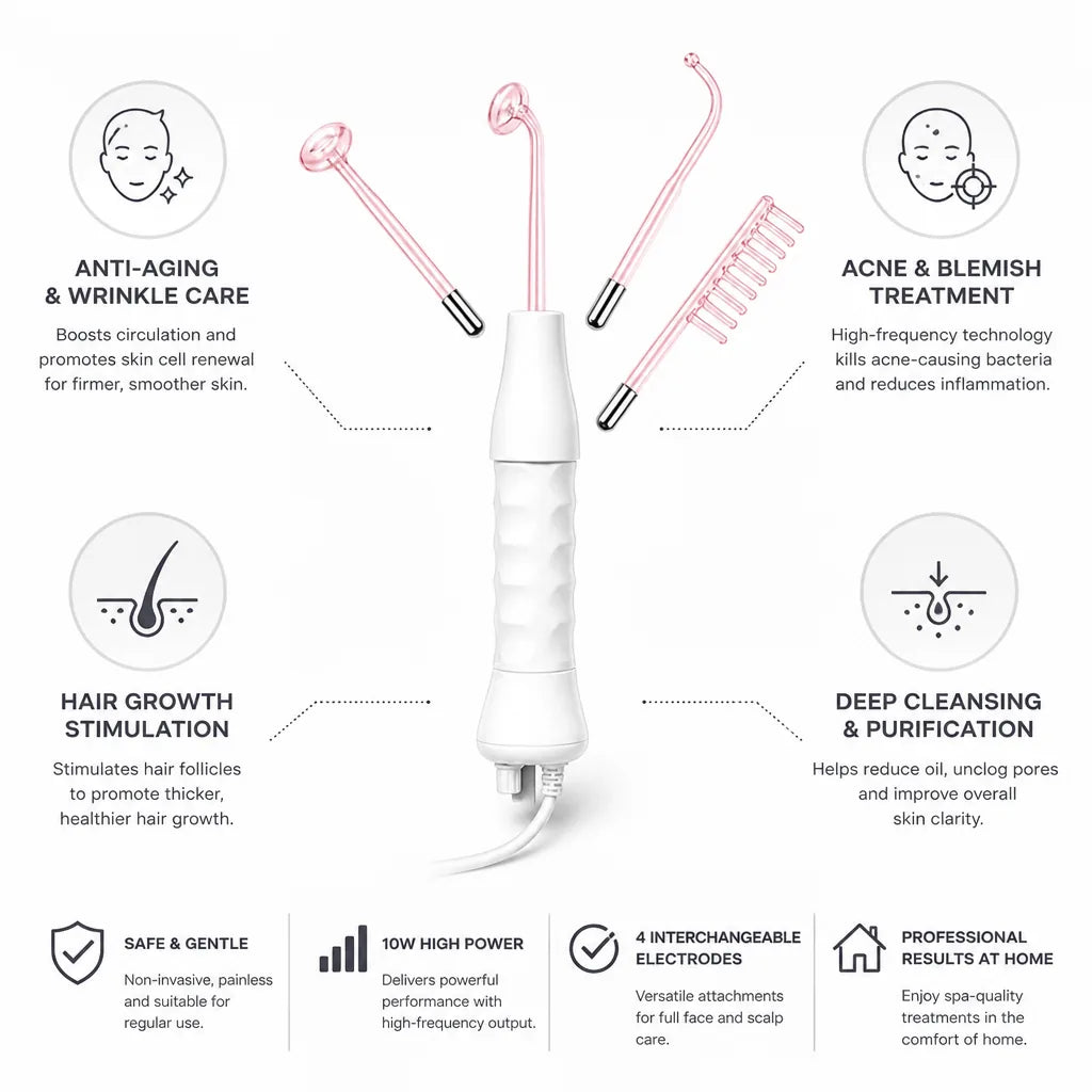 Facial Wand High-Frequency 4 Interchangeable Electrodes