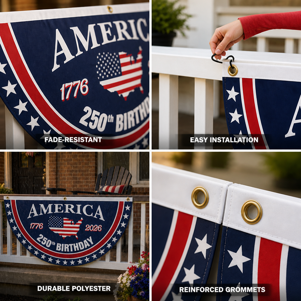 Fade-Resistant Polyester & Reinforced-Grommet Porch Fan Flag