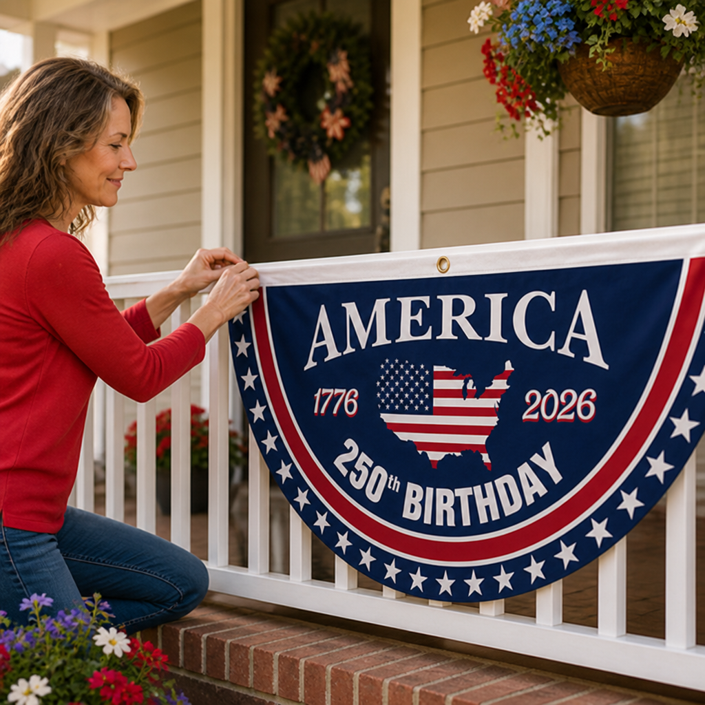 Fade-Resistant Polyester & Reinforced-Grommet Porch Fan Flag