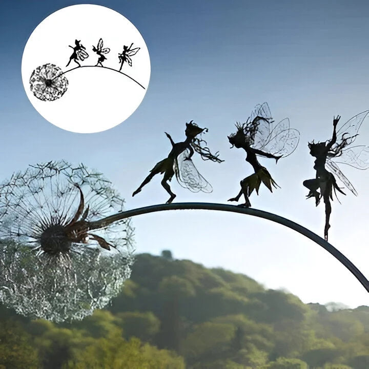 Fairy Garden Sculpture Powder-Coated Steel Weather-Resistant