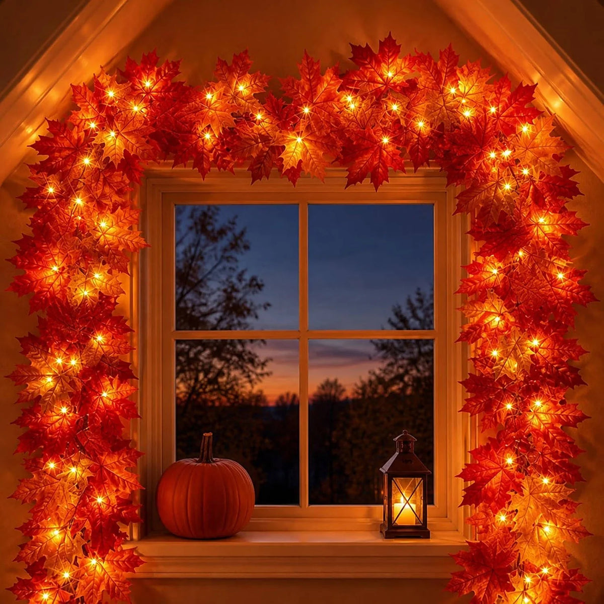 Fall Garland 9-Foot Orange Incandescent Plug-In