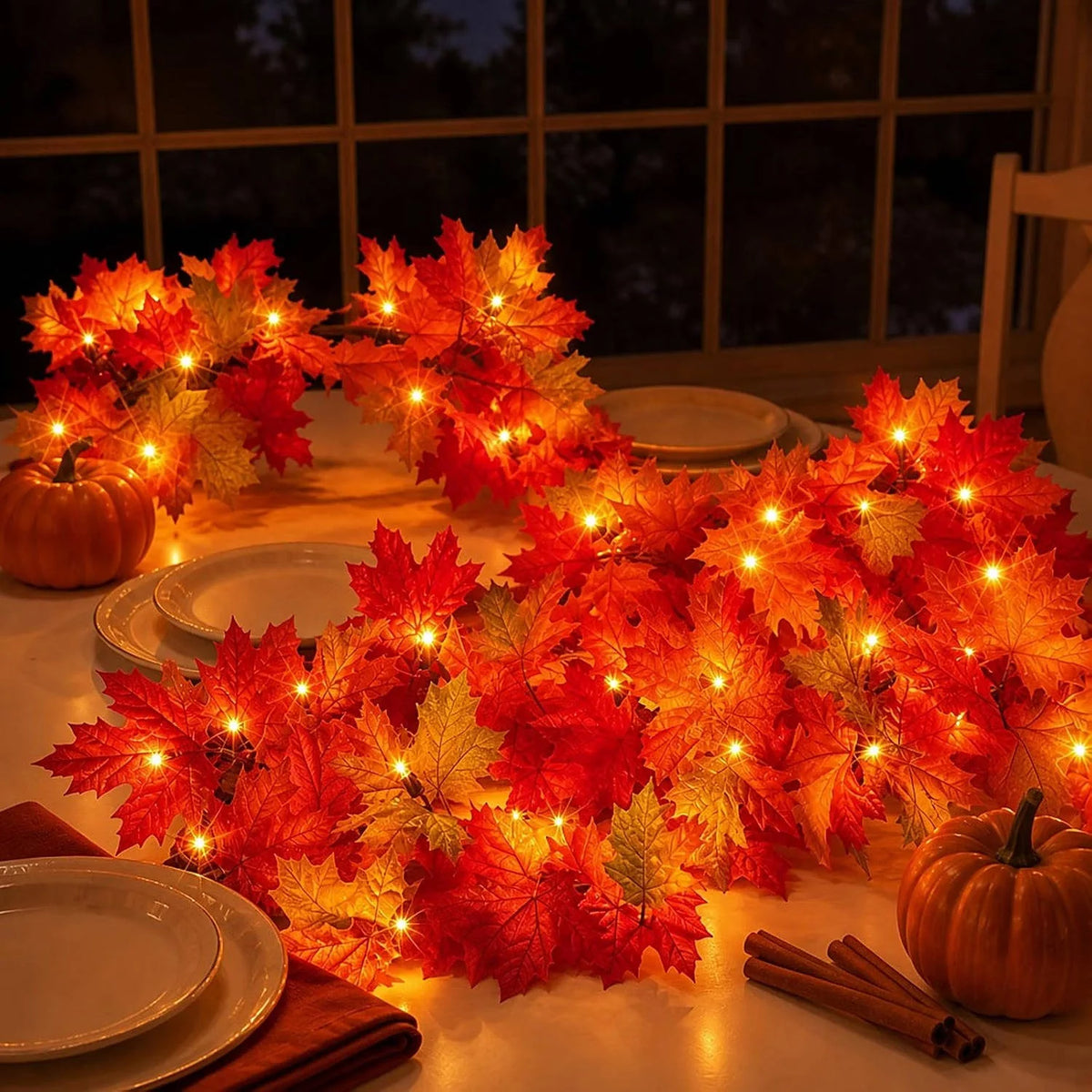 Fall Garland 9-Foot Orange Incandescent Plug-In