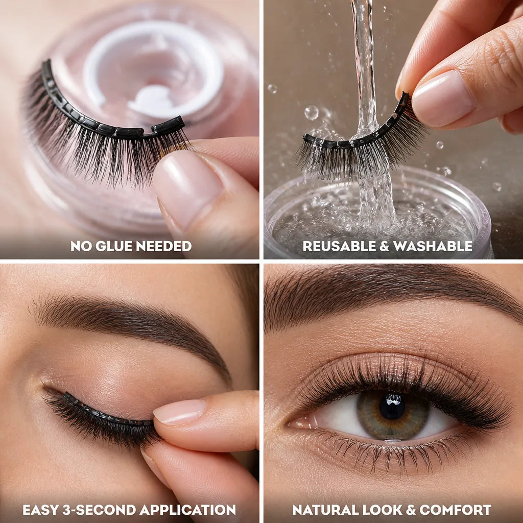 False Eyelashes Self-Adhesive Reusable Washable