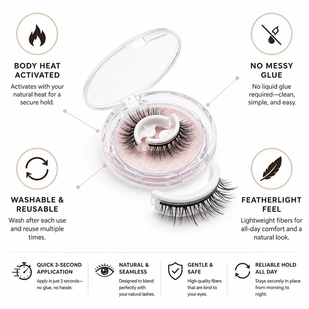 False Lashes Self-Adhesive Reusable & Washable