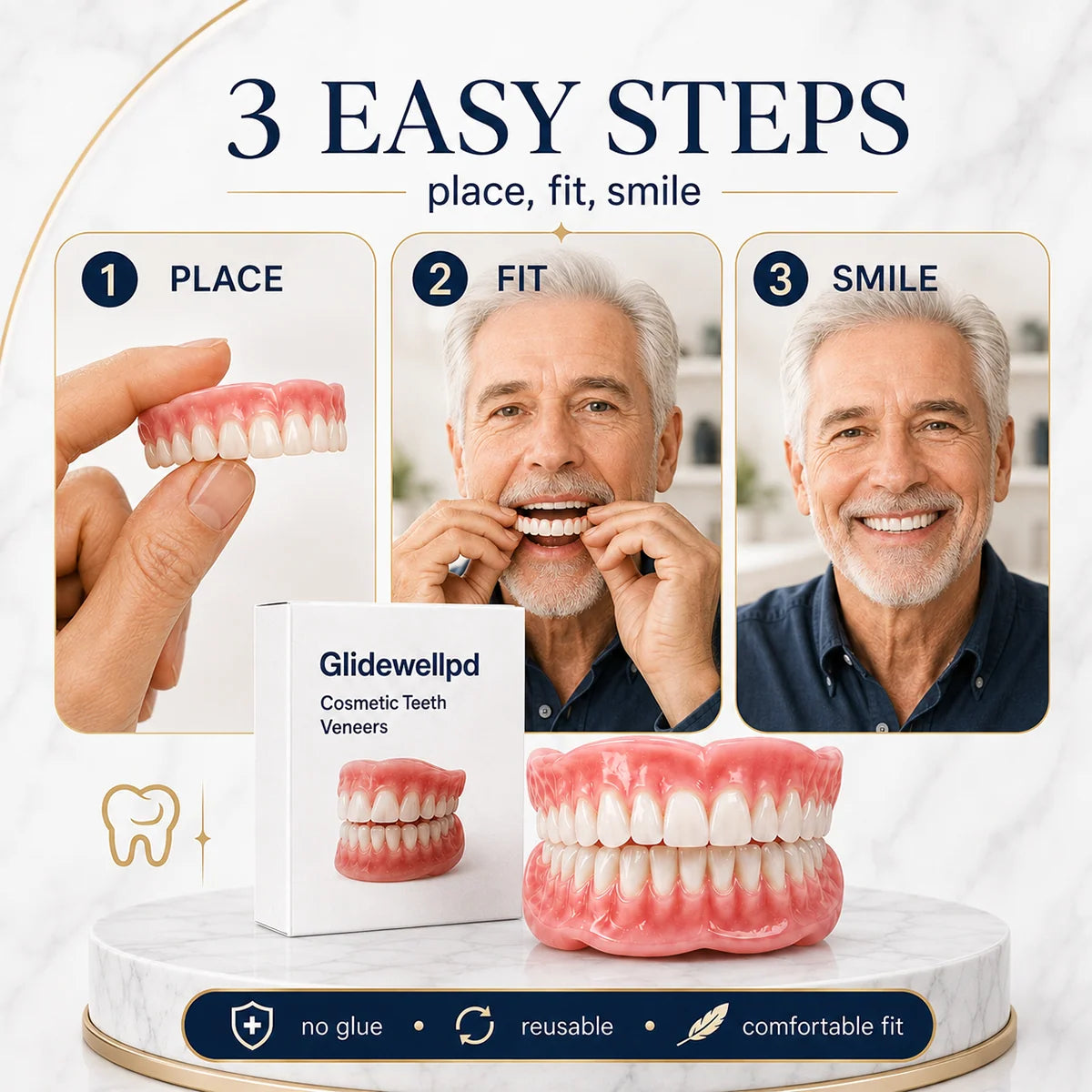 False Teeth Set Upper & Lower Moldable Base
