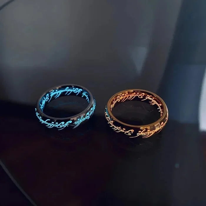 Fashion Ring Glow-in-the-Dark Engraved Rune Nickel-Free Hypoallergenic