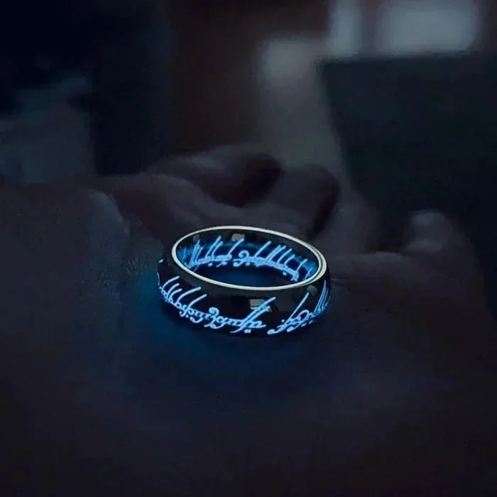 Fashion Ring Glow-in-the-Dark Engraved Rune Nickel-Free Hypoallergenic