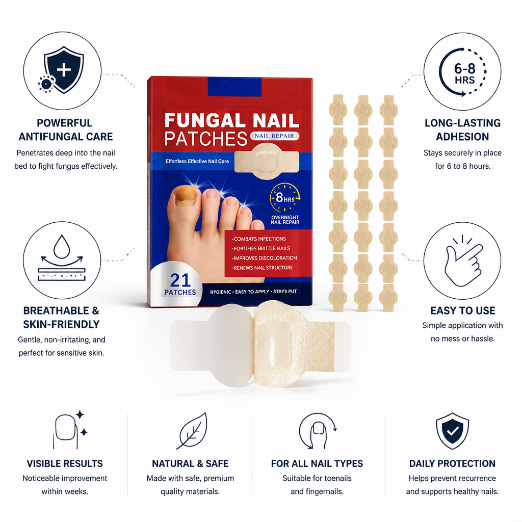 Fast-Acting Breathable & Skin-Friendly Toenail Antifungal Patches (6–8-Hour Hold)
