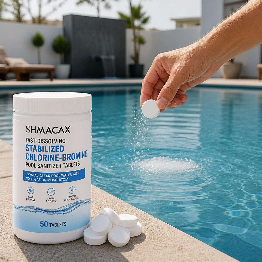 Fast-Dissolving Stabilized Chlorine-Bromine Pool Sanitizer Tablets (50-Pack)