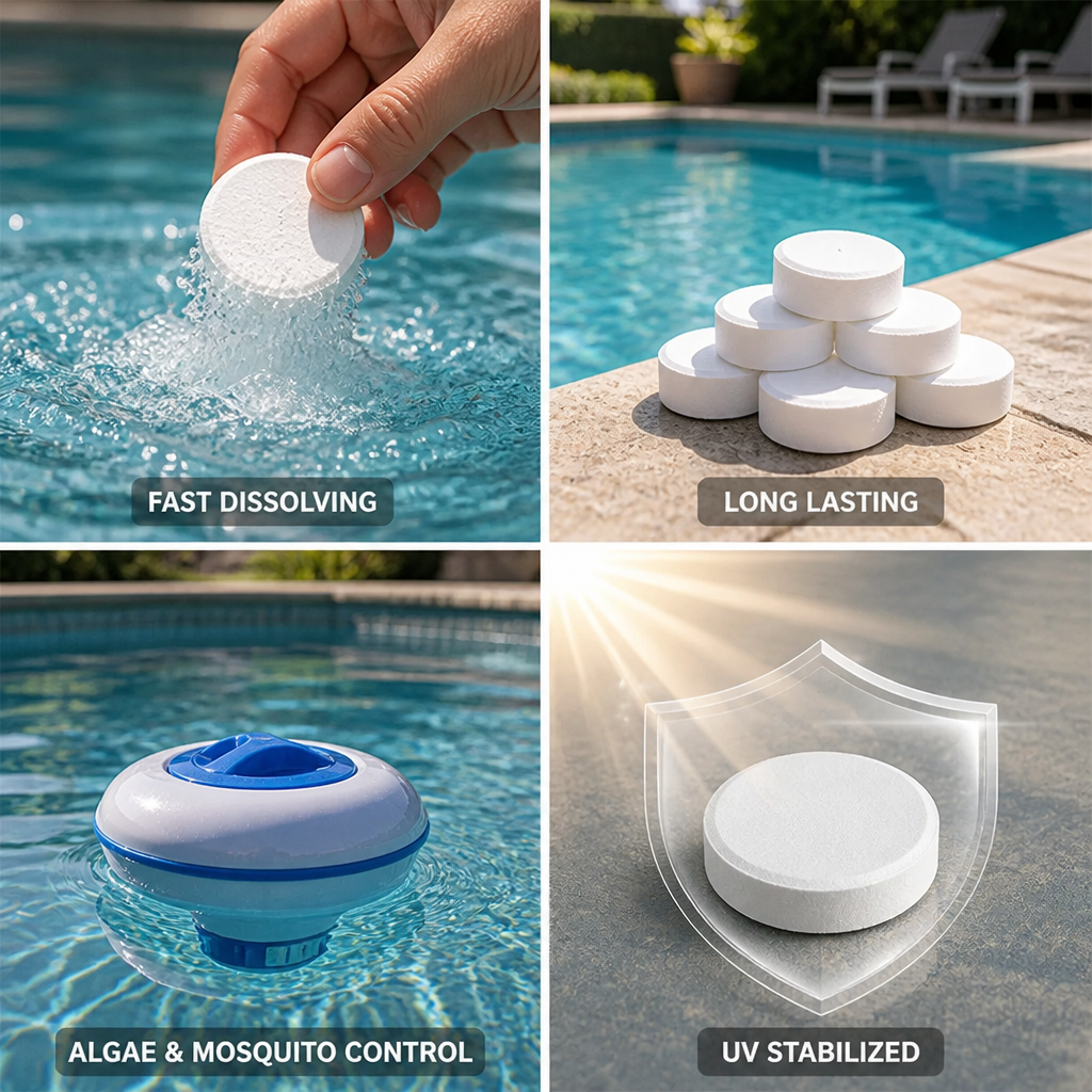 Fast-Dissolving Stabilized Chlorine-Bromine Pool Sanitizer Tablets (50-Pack)