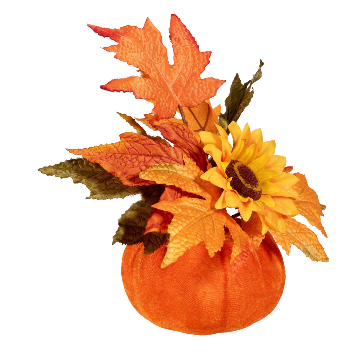 Faux Floral Centerpiece Autumn Sunflower & Pumpkin Vessel
