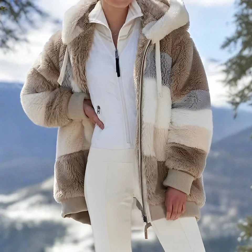 Faux Fur Coat Double-Layer Insulation & Adjustable Hood