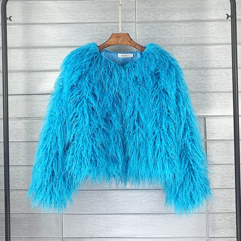 Faux Fur Coat Plush Warm Lined