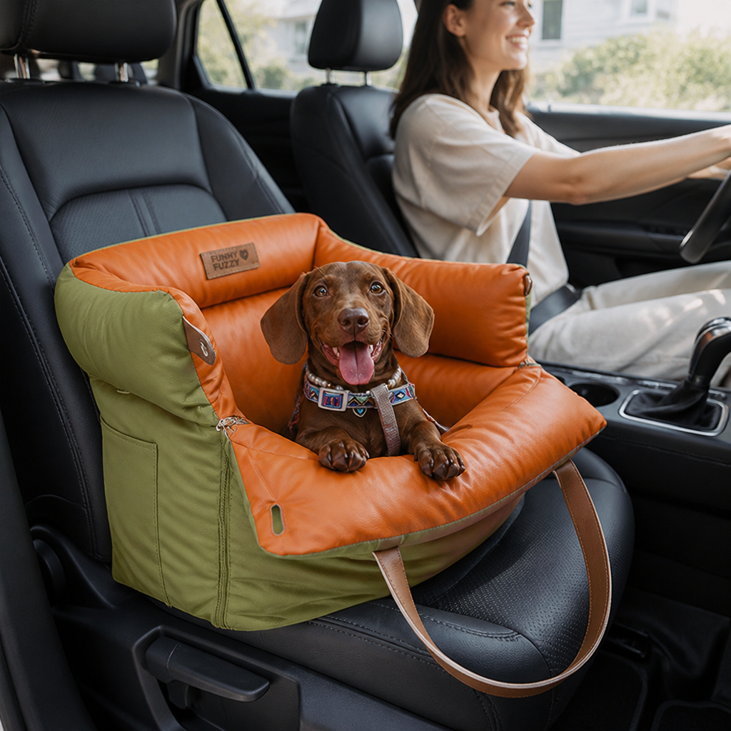 Faux Leather Padded Convertible Dog Car Seat Bed