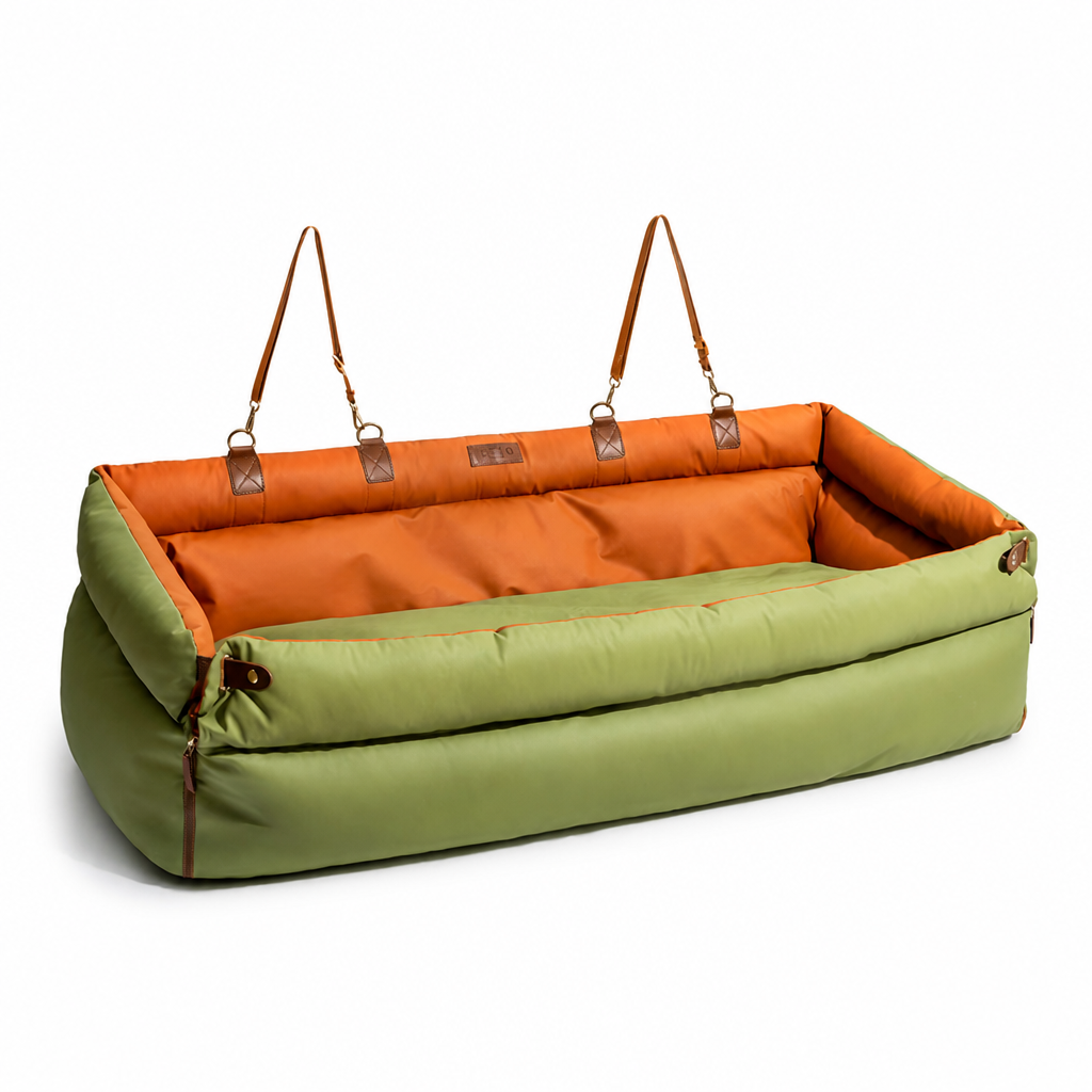 Faux Leather Padded Convertible Dog Car Seat Bed