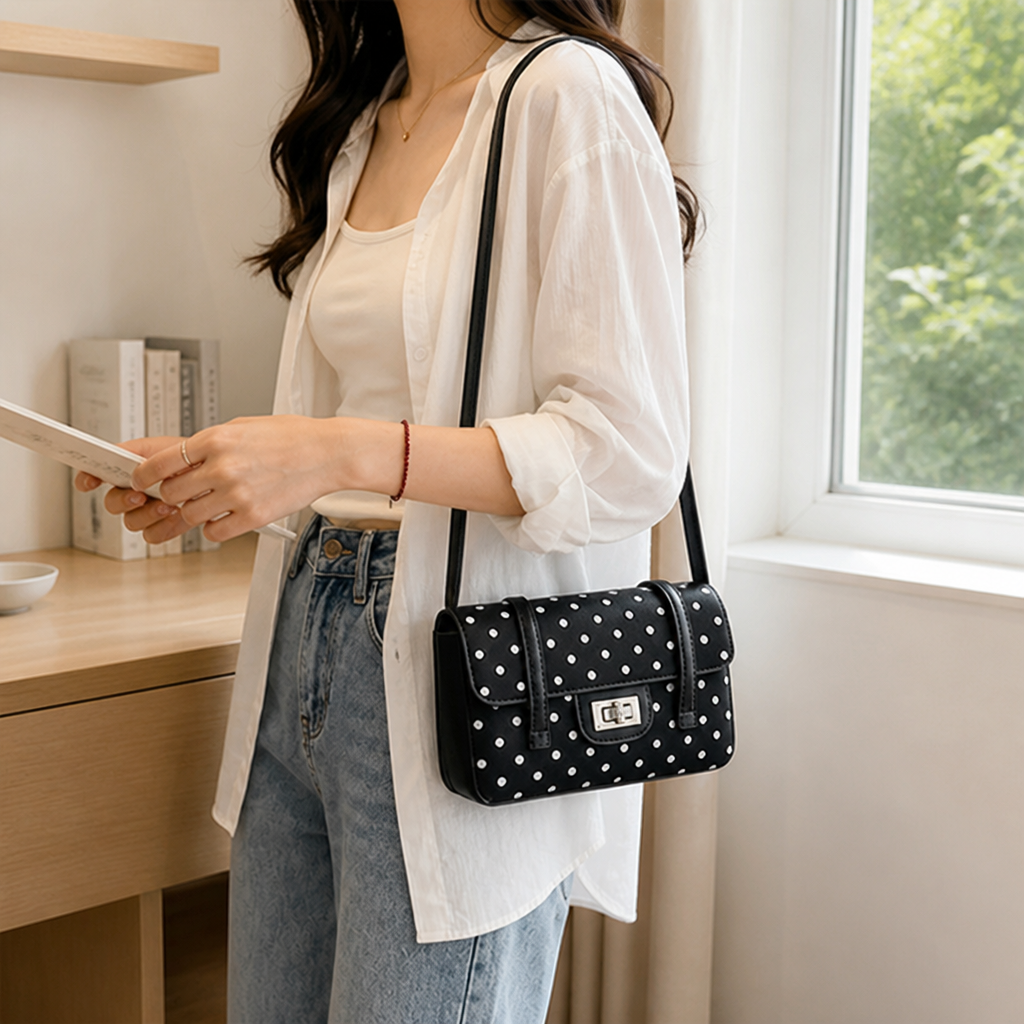 Faux Leather Polka Dot Mini Crossbody Bag