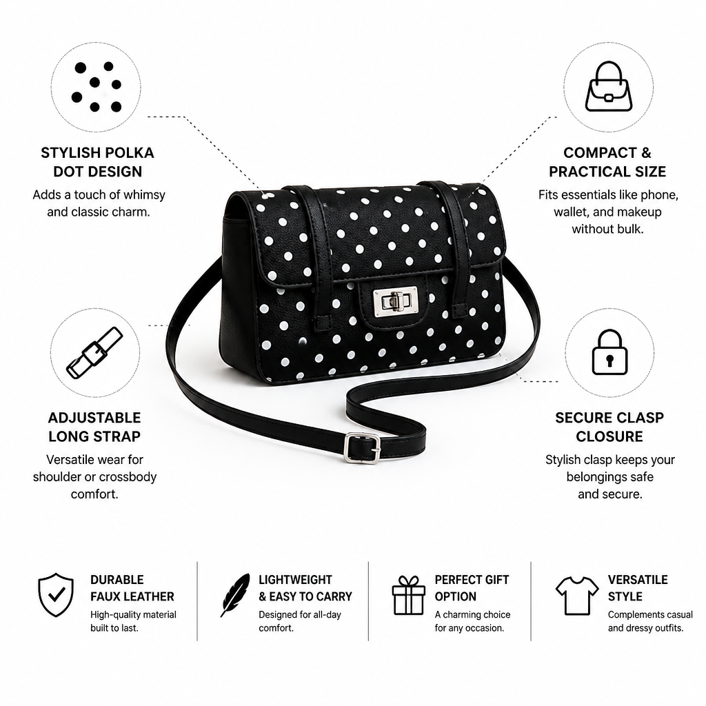 Faux Leather Polka Dot Mini Crossbody Bag
