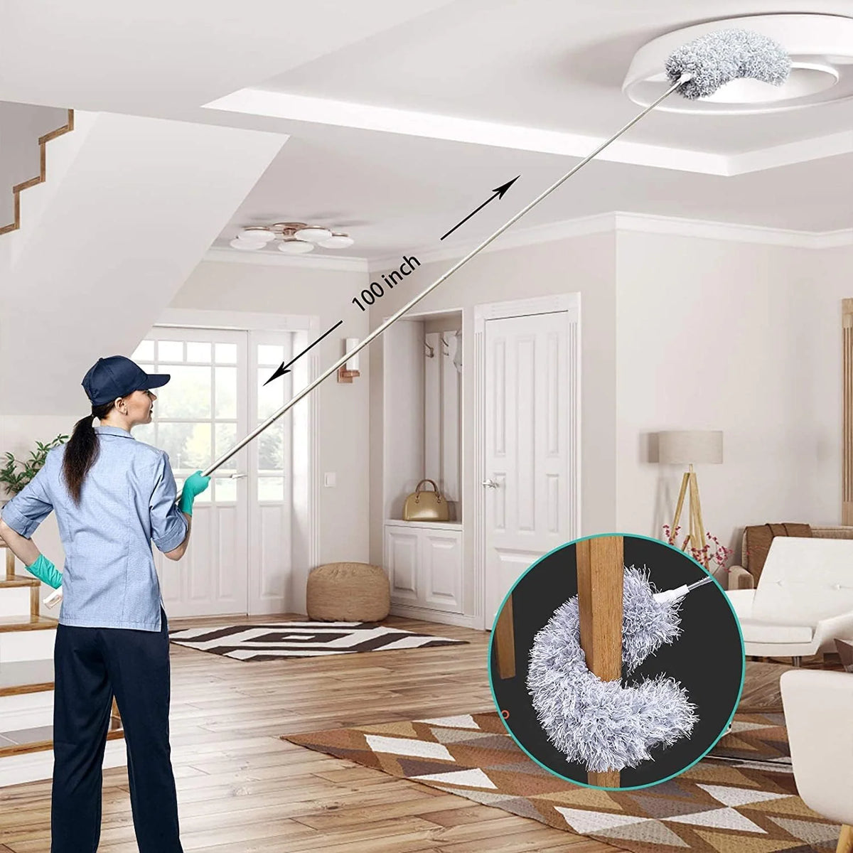Feather Duster Telescopic Adjustable 9.2-Foot Reach
