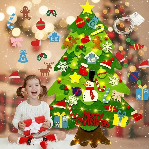 Felt Christmas Tree 30 Removable Ornaments LED Lights