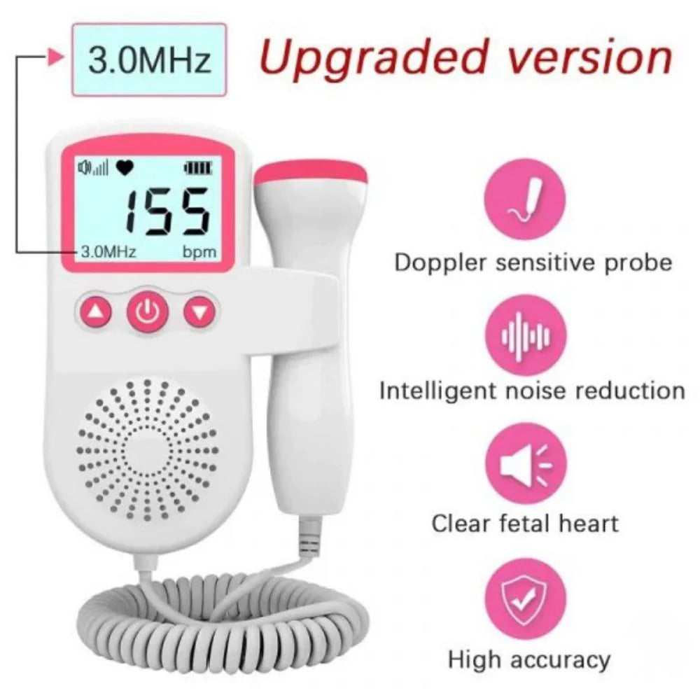 Fetal Doppler Monitor Detects From 12 Weeks Backlit LCD