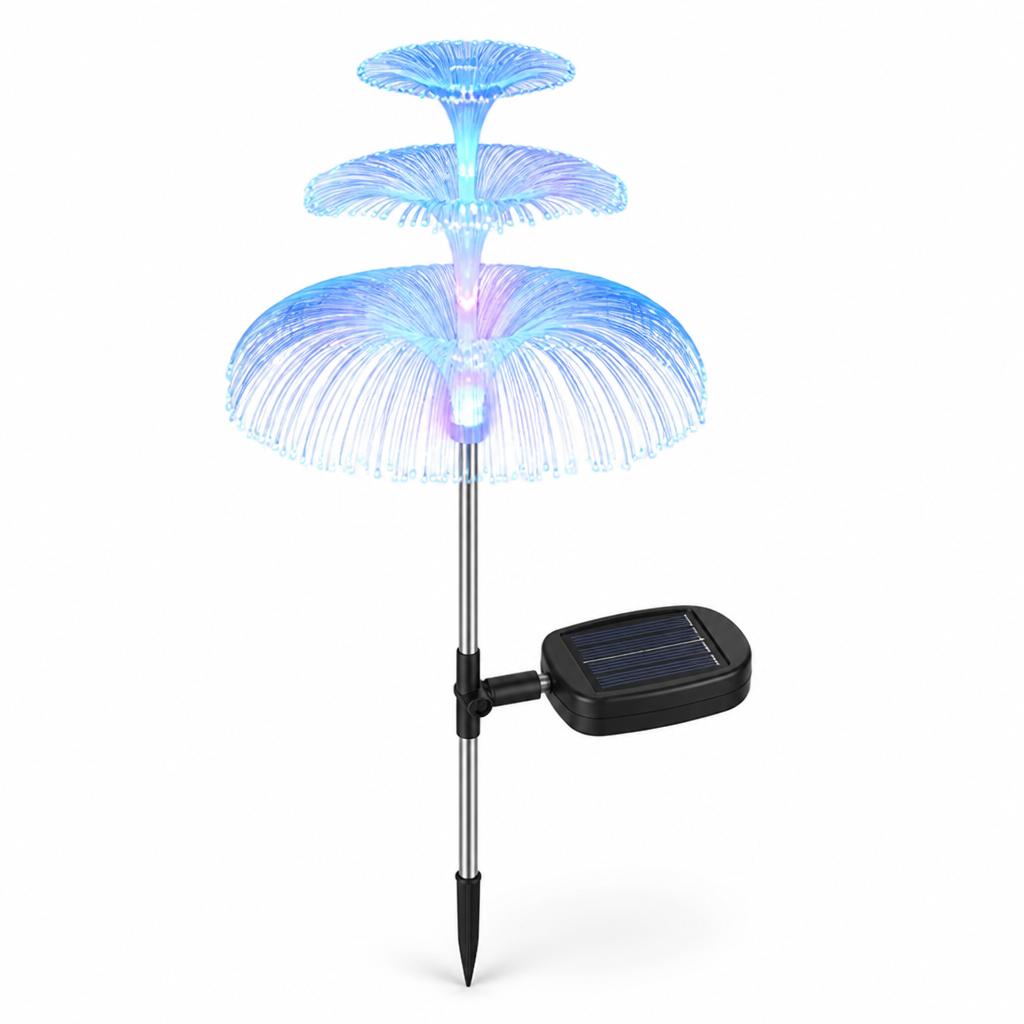 Fiber Optic Color-Changing Solar Garden Stake Light (IP65 Waterproof)