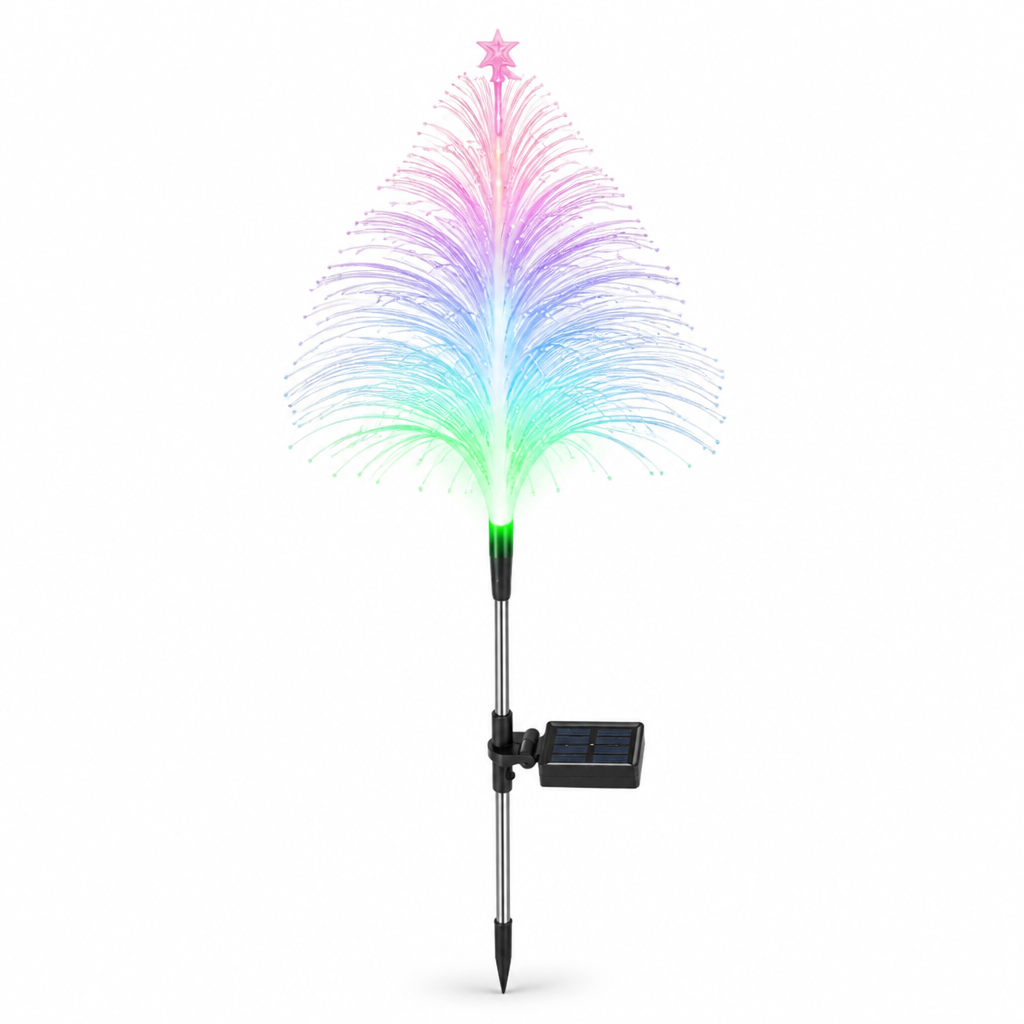 Fiber Optic Color-Changing Solar Garden Stake Light (IP65 Waterproof)