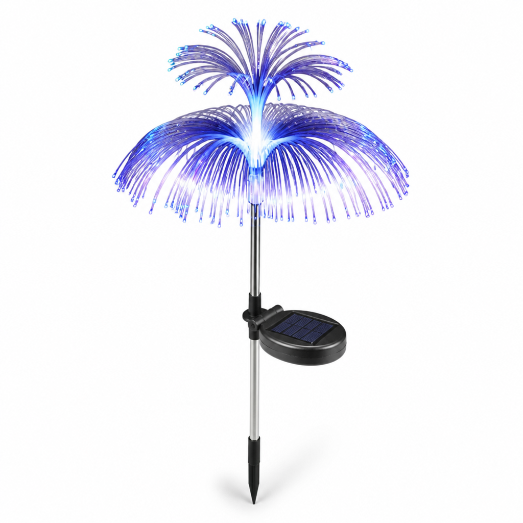 Fiber Optic Color-Changing Solar Garden Stake Light (IP65 Waterproof)