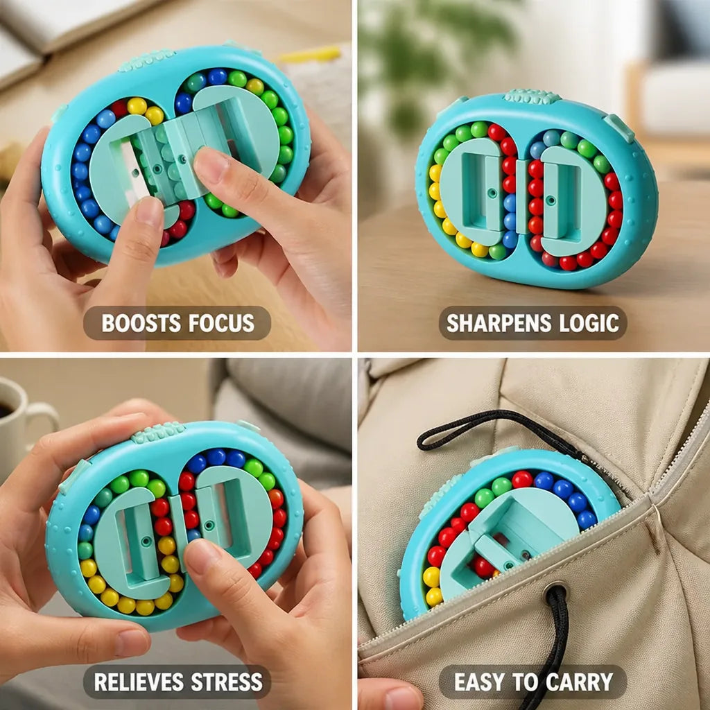 Fidget Puzzle Rotating Bead Rings Double-Sided 4 Tracks