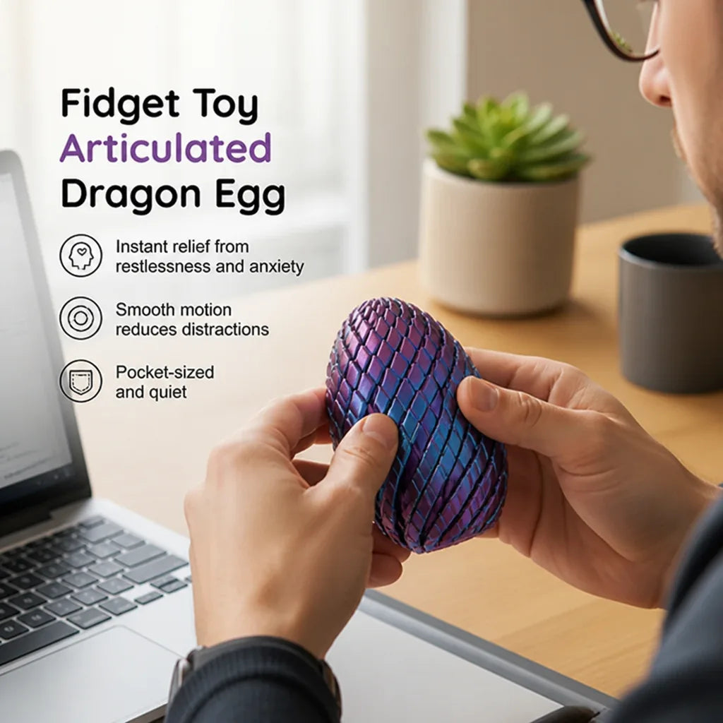 Fidget Toy Articulated Dragon Egg Pocket-Sized & Quiet