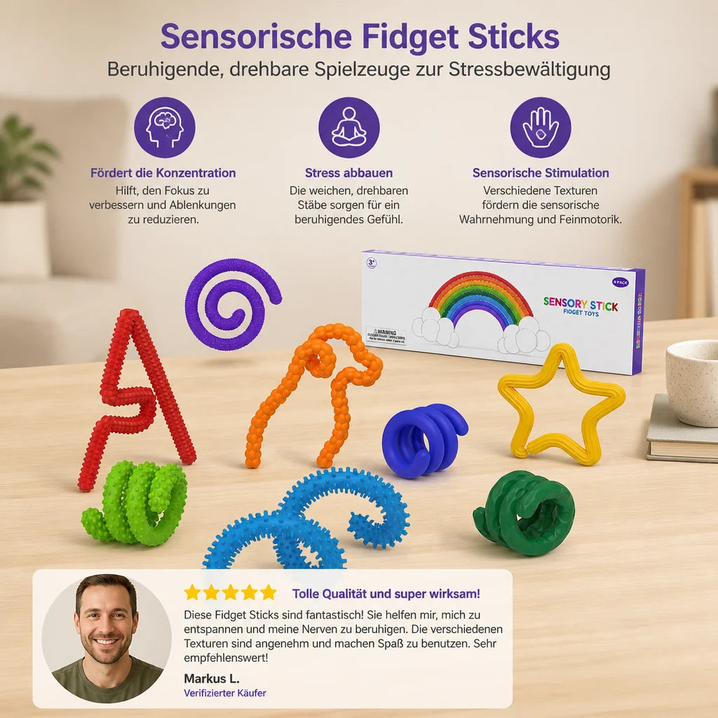 Fidget Toy Flexible Twist-and-Bend Sensory Sticks Portable Lightweight