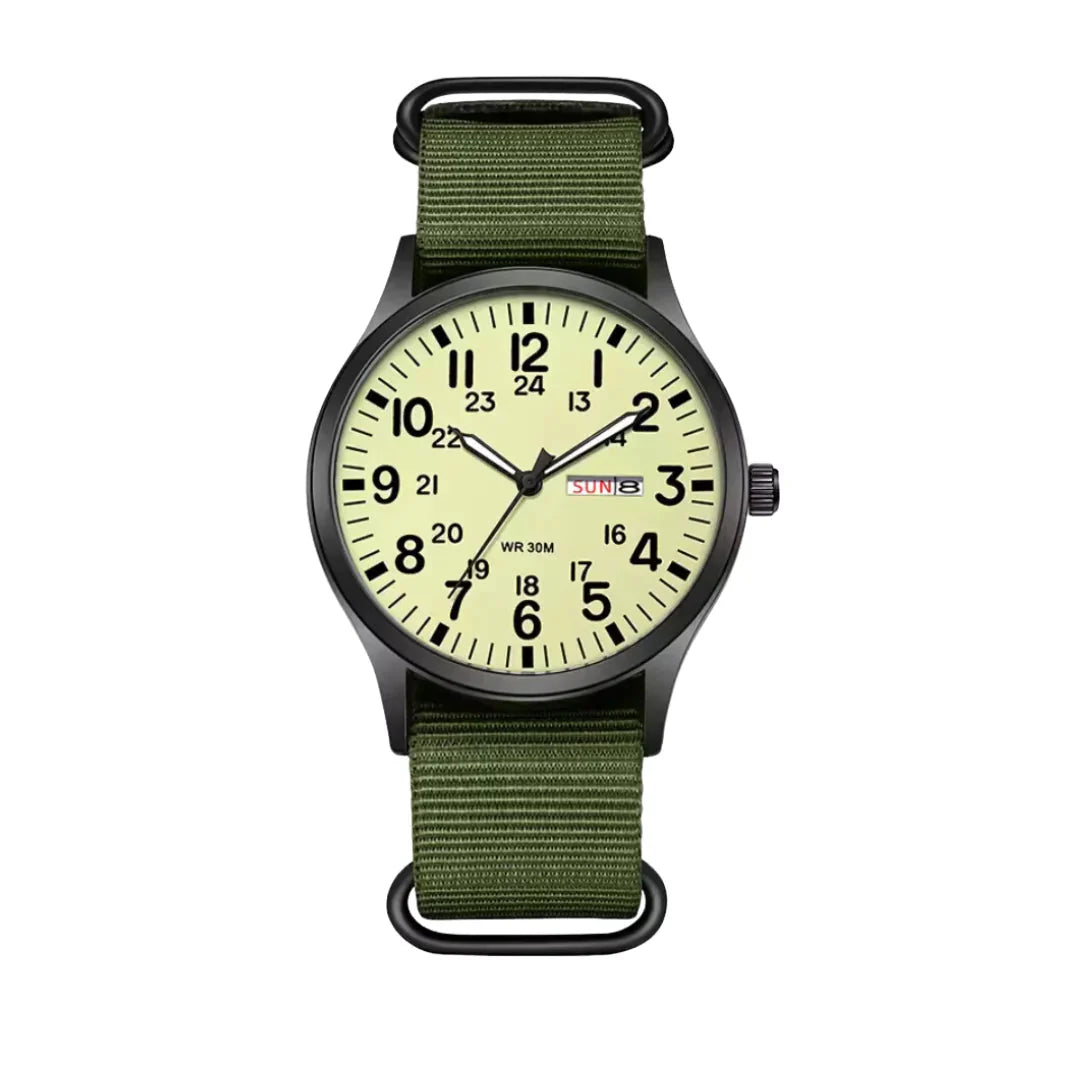 Field Watch Woven Fabric Strap Day-Date Display