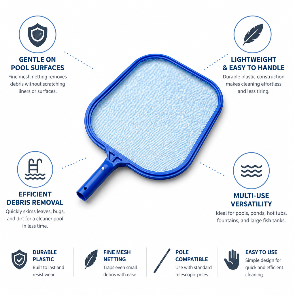 Fine Mesh Pole-Compatible Pool Skimmer