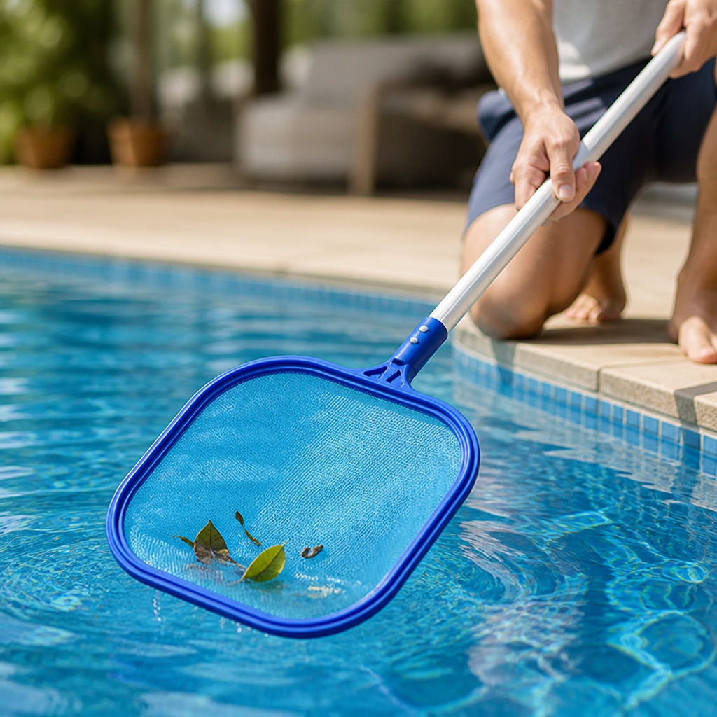 Fine-Mesh Scratch-Safe Pool Skimmer (Pole Compatible)