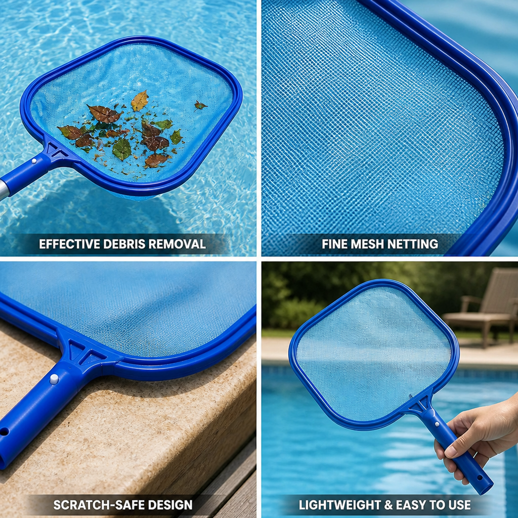 Fine-Mesh Scratch-Safe Pool Skimmer (Pole Compatible)