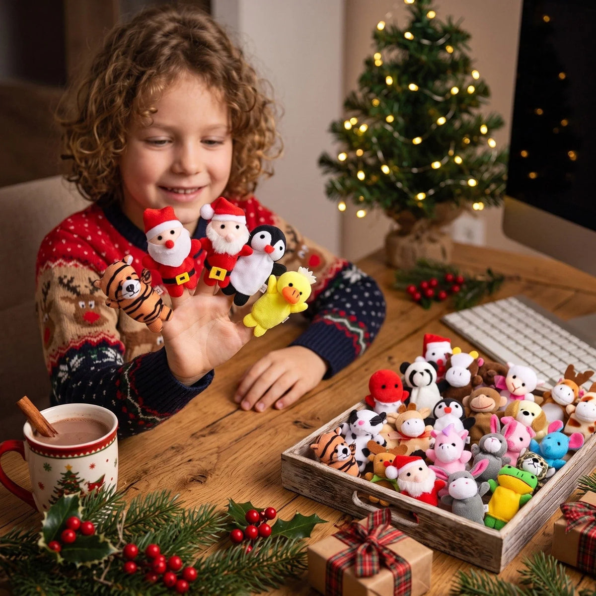 Finger Puppet Advent Calendar Plush 24-Piece Set With Storage Box