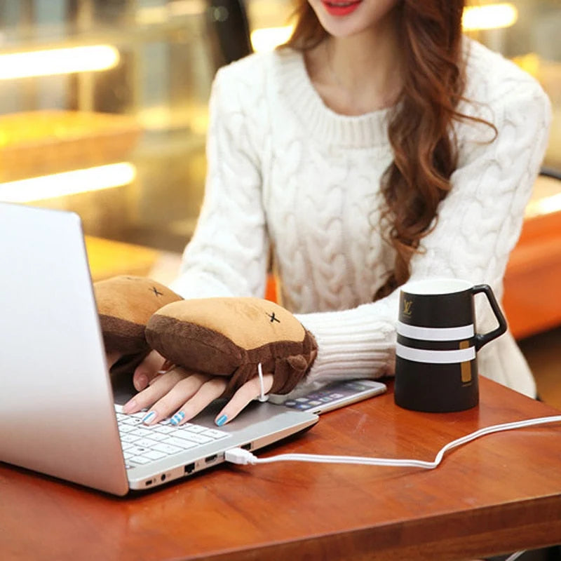 Fingerless Gloves USB-Powered Heated With Automatic Temperature Control