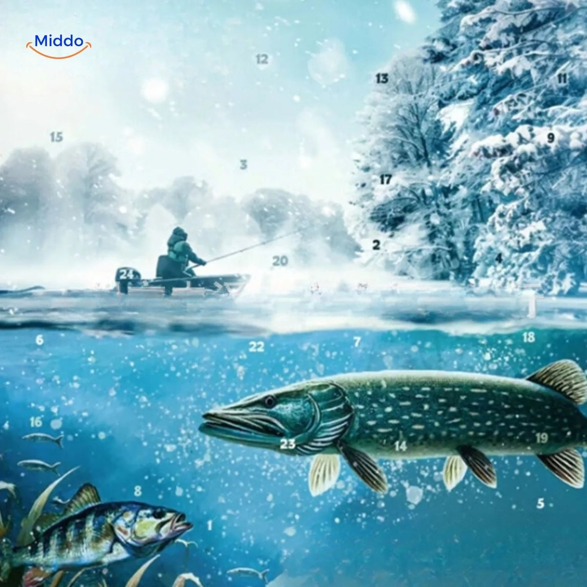 Fishing Advent Calendar 24 Accessories Reusable Wall Hanging