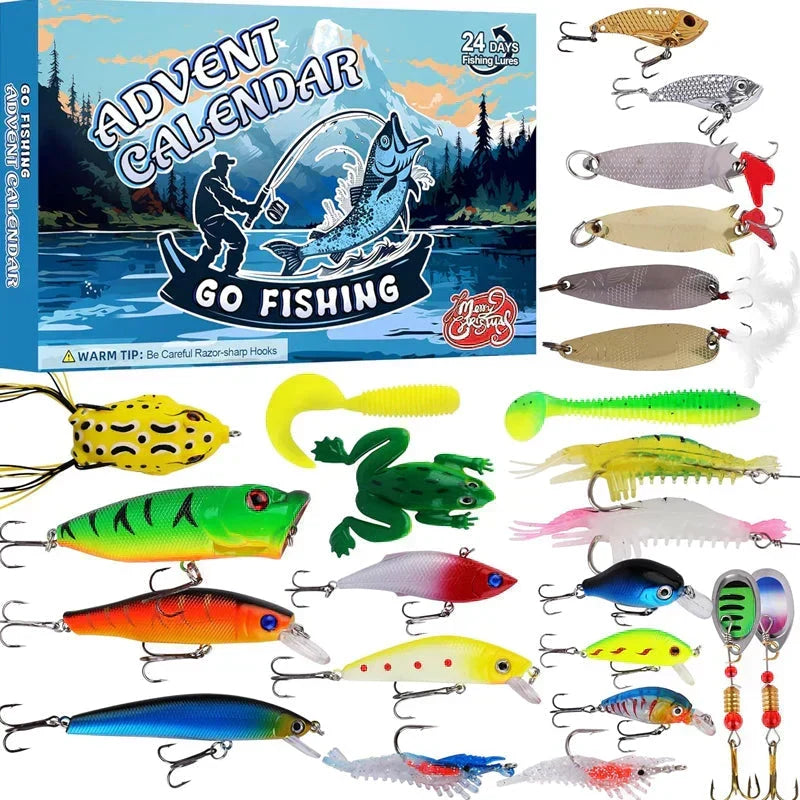 Fishing Lure Advent Calendar 24 Assorted Pre-Rigged Lures