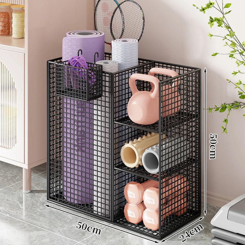 Fitness Storage Cart Vertical Mat Slot & Locking Wheels