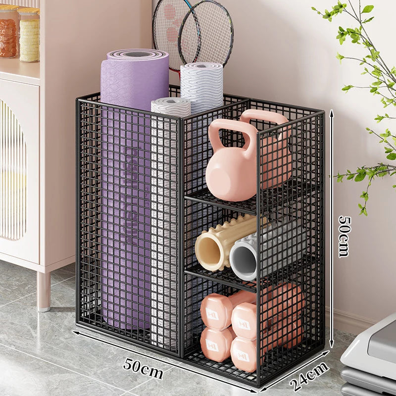 Fitness Storage Cart Vertical Mat Slot & Locking Wheels