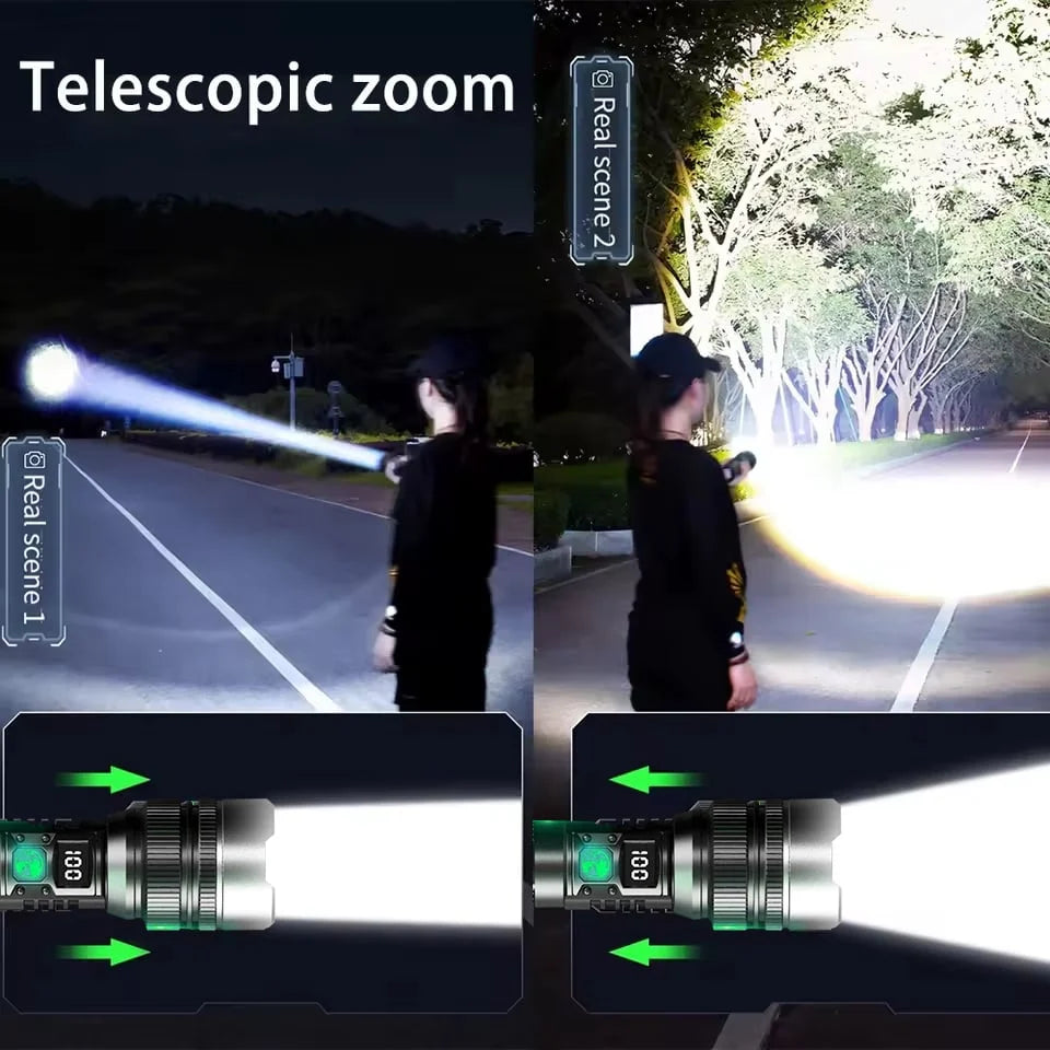 Flashlight Rechargeable Adjustable Zoom with Power Bank Function