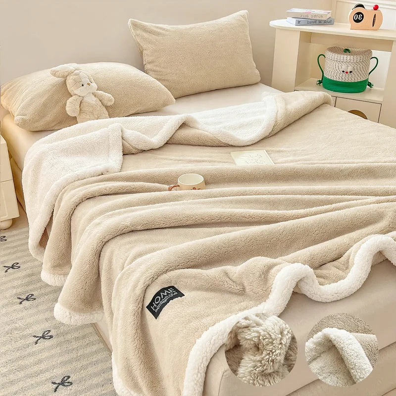 Fleece Blanket Double-Layer Lambswool Soft & Warm