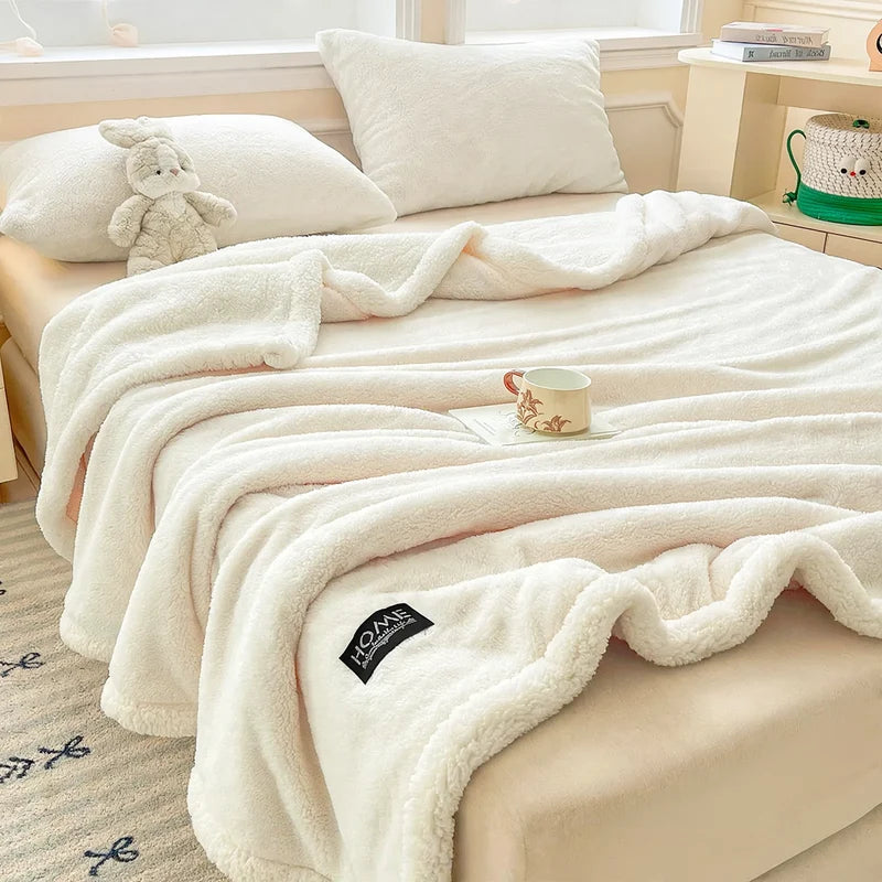 Fleece Blanket Double-Layer Lambswool Soft & Warm