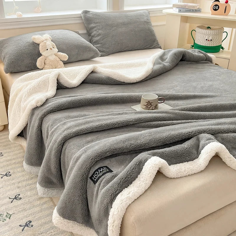 Fleece Blanket Double-Layer Lambswool Soft & Warm