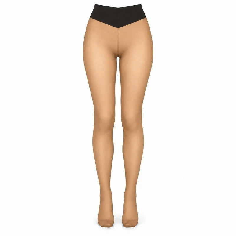 Fleece-Lined Tights Sheer Look High-Waisted Stretch Fit