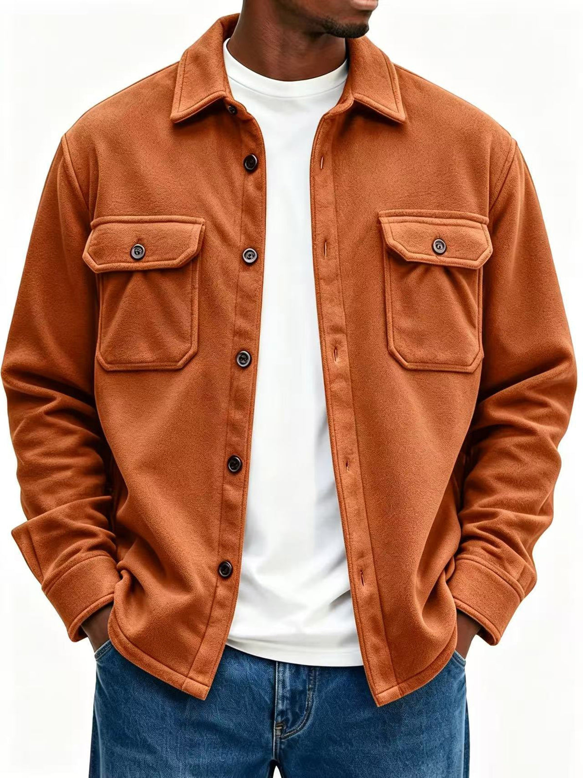 Fleece Overshirt Soft Warmth Chest Pockets