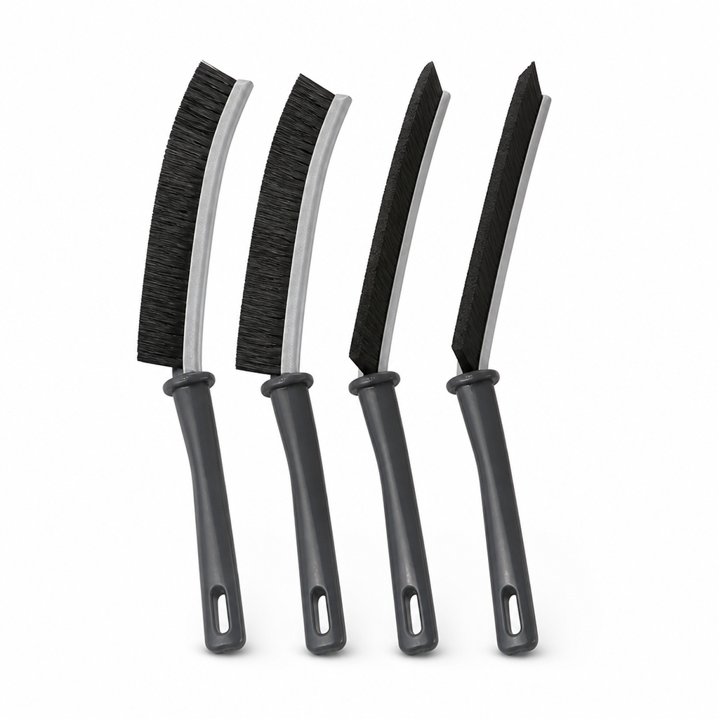 Flexible Angled Nylon Bristle Corner Cleaning Brushes (Set of 4)