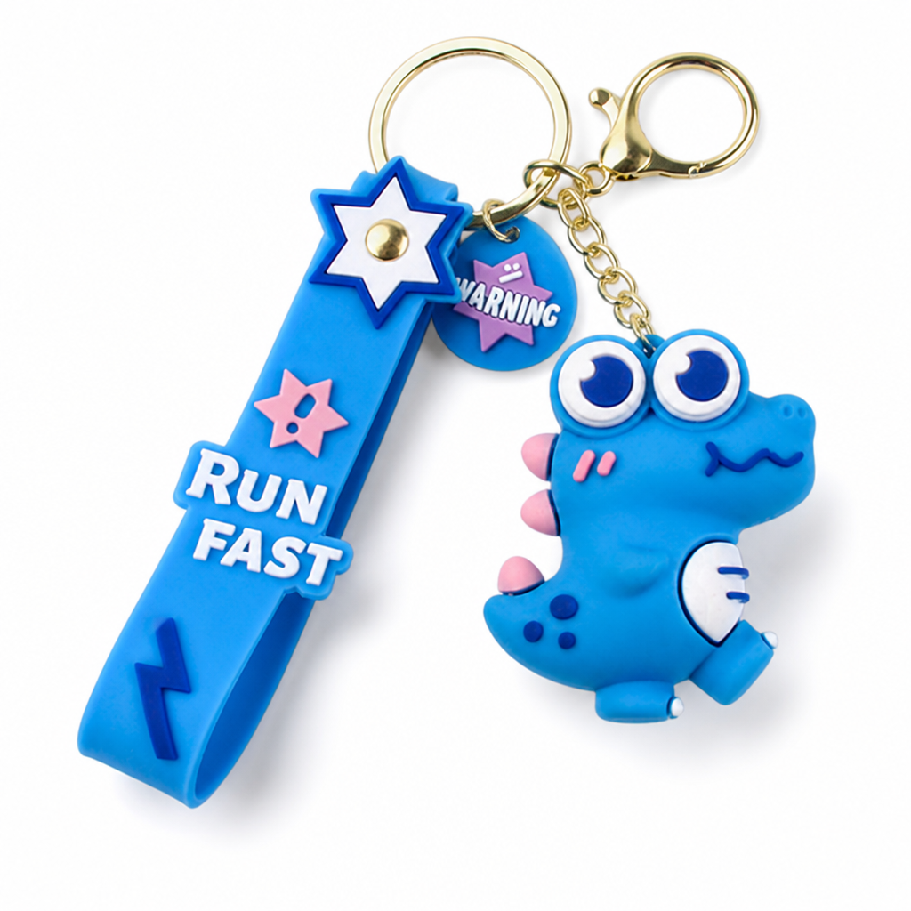 Flexible Silicone Cartoon Dinosaur Keychain