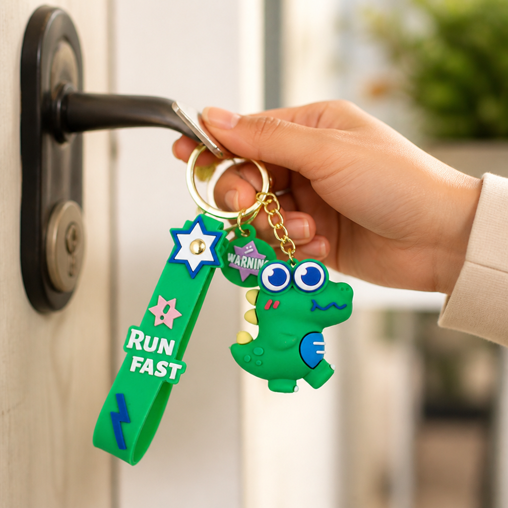 Flexible Silicone Cartoon Dinosaur Keychain