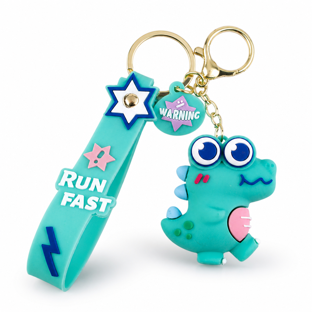 Flexible Silicone Cartoon Dinosaur Keychain